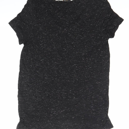 Next Women’s Black Glitter Viscose T-Shirt Size 8 Short Sleeve