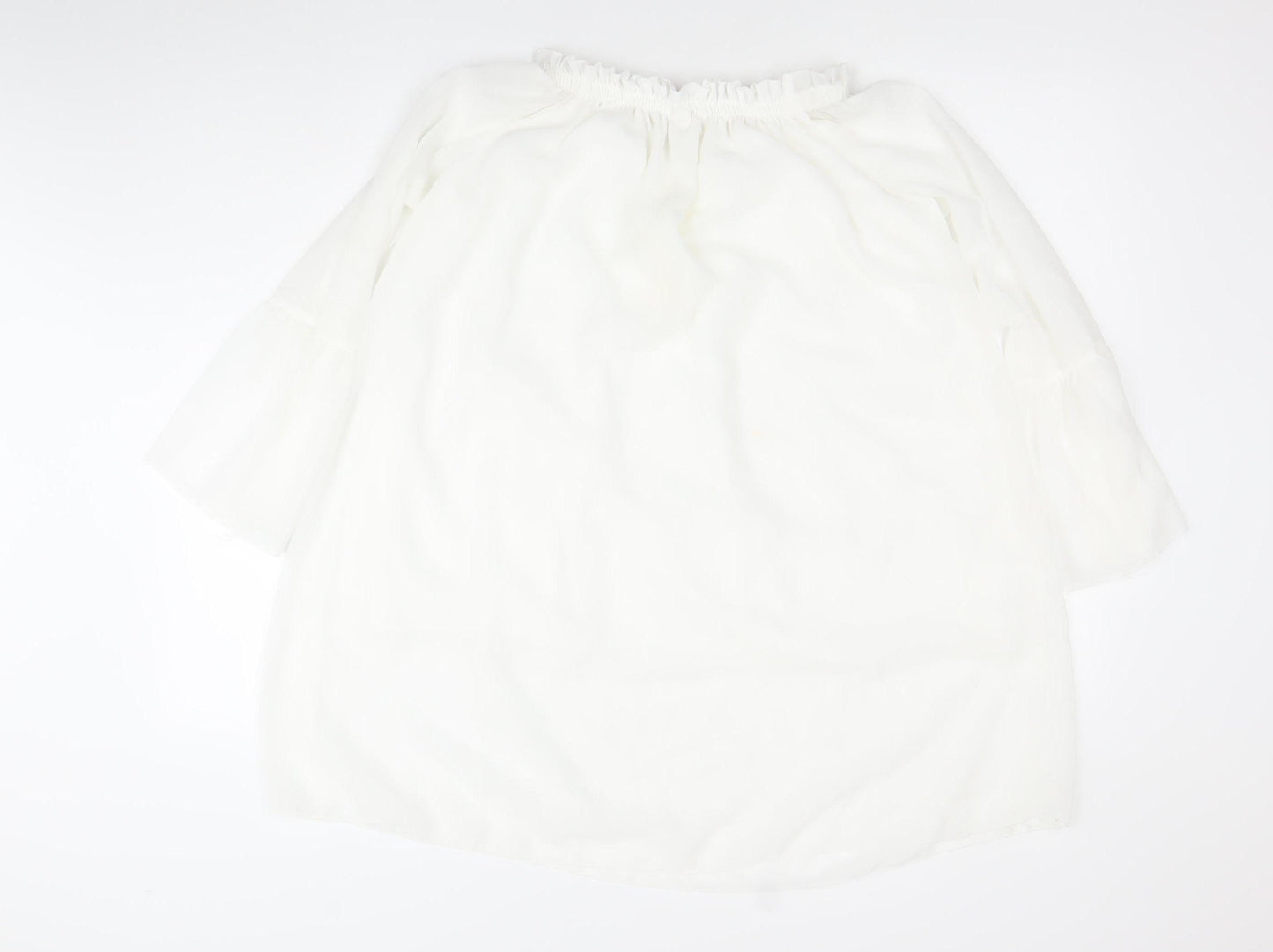 Liang E Liang Ying Womens White Chiffon Off Shoulder Tunic Blouse Size M