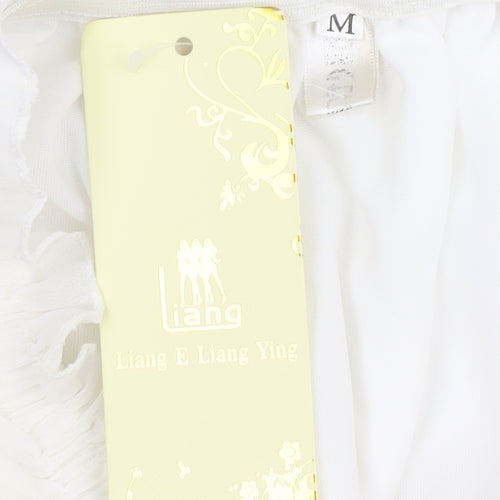 Liang E Liang Ying Womens White Chiffon Off Shoulder Tunic Blouse Size M