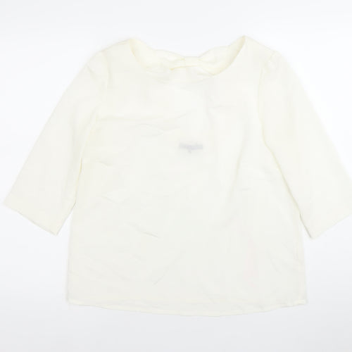 Tinar Women’s Ivory Blouse Size 14 Scoop Neck 3/4 Sleeve