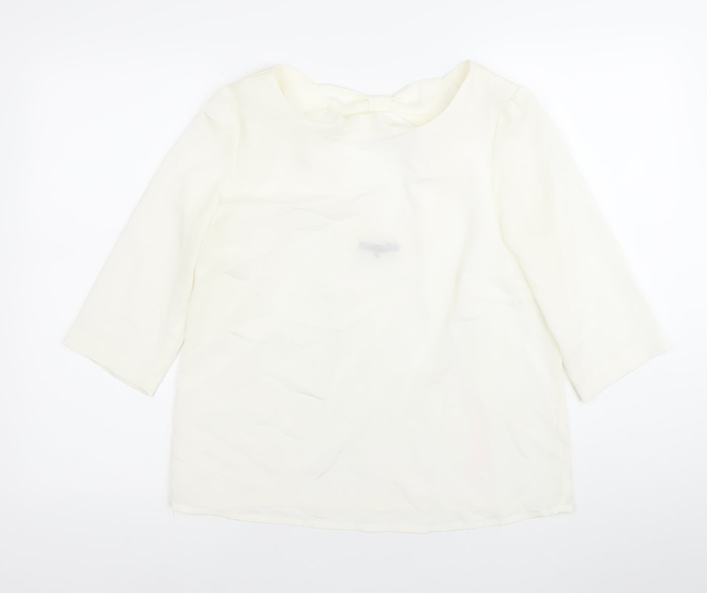 Tinar Women’s Ivory Blouse Size 14 Scoop Neck 3/4 Sleeve