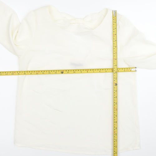 Tinar Women’s Ivory Blouse Size 14 Scoop Neck 3/4 Sleeve