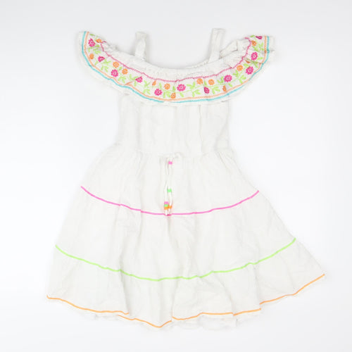 Johnnie b Teens White Embroidered Skater Dress Size 8 Sleeveless Summer