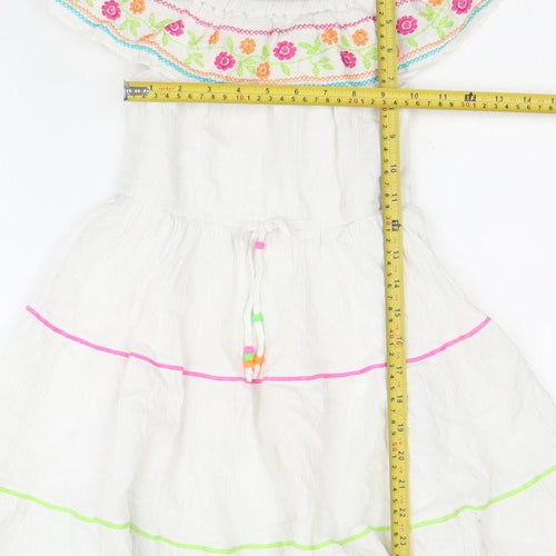 Johnnie b Teens White Embroidered Skater Dress Size 8 Sleeveless Summer