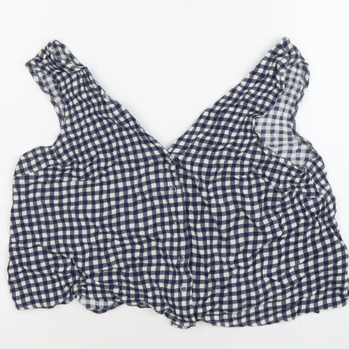 ASOS Women’s Blue Check Cropped Sleeveless Blouse UK 12