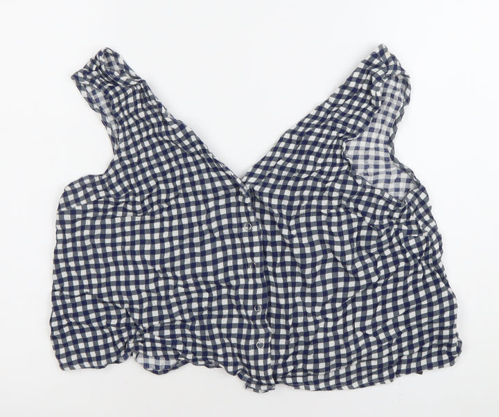 ASOS Women’s Blue Check Cropped Sleeveless Blouse UK 12
