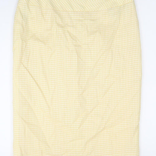 Caroline Charles Women Yellow Wool Blend Pencil Skirt UK 14