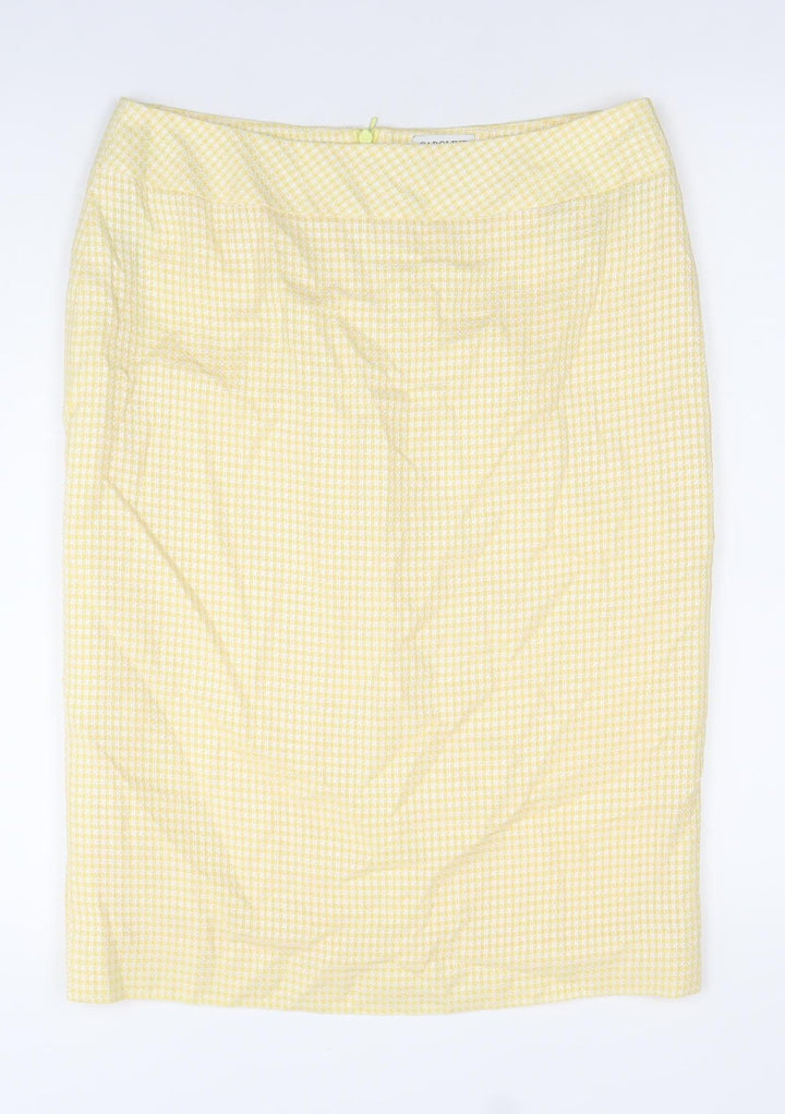 Caroline Charles Women Yellow Wool Blend Pencil Skirt UK 14