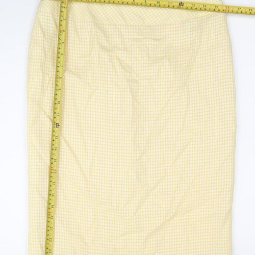 Caroline Charles Women Yellow Wool Blend Pencil Skirt UK 14