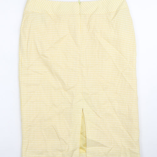 Caroline Charles Women Yellow Wool Blend Pencil Skirt UK 14