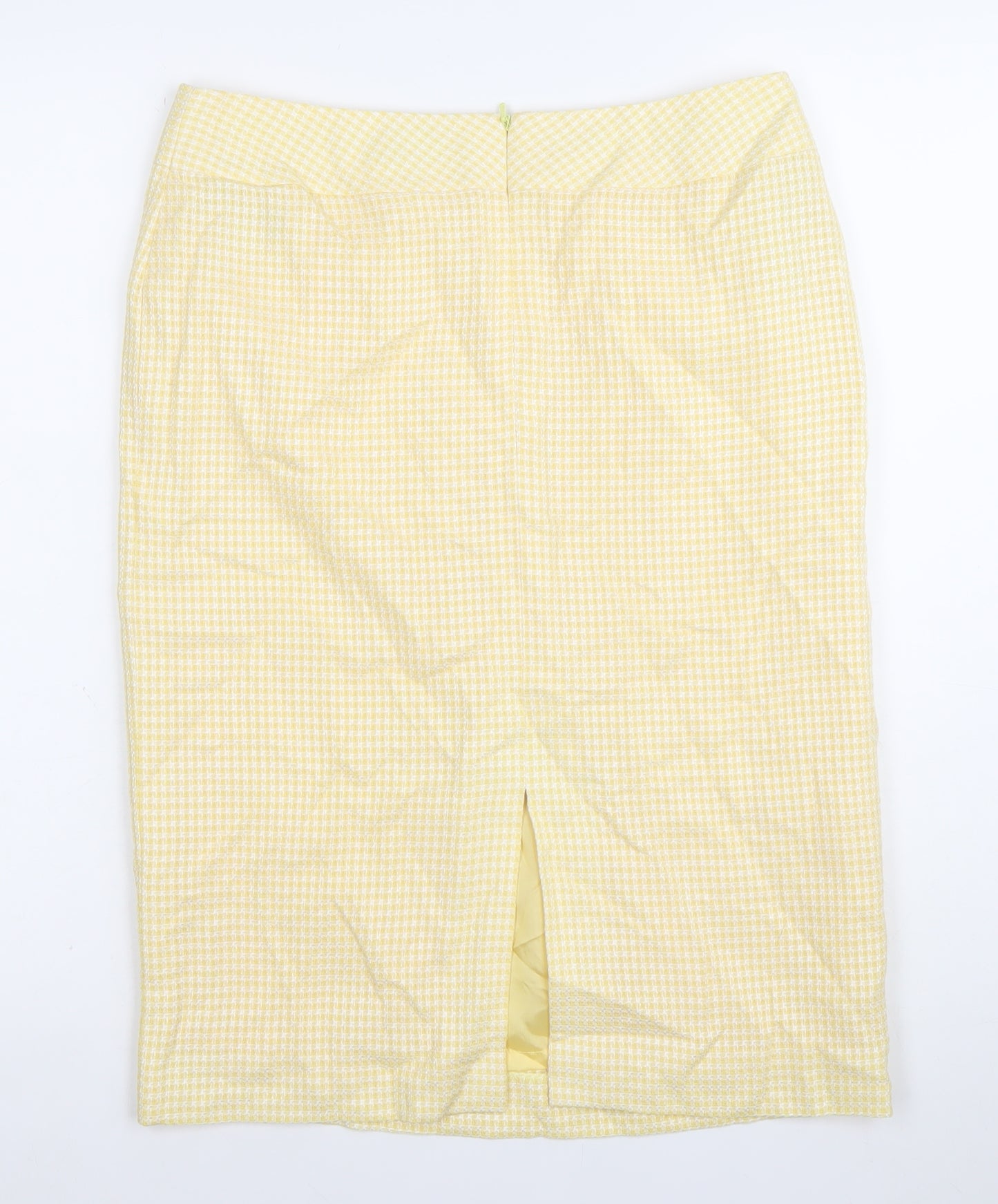 Caroline Charles Women Yellow Wool Blend Pencil Skirt UK 14