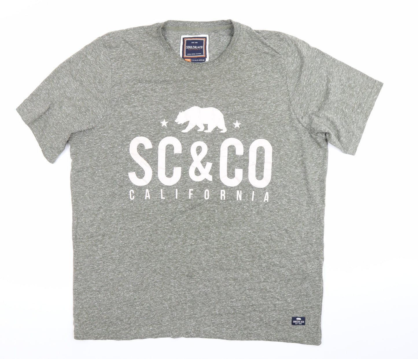 SoulCal&Co Men’s Grey XL Crew Neck Graphic California T-Shirt