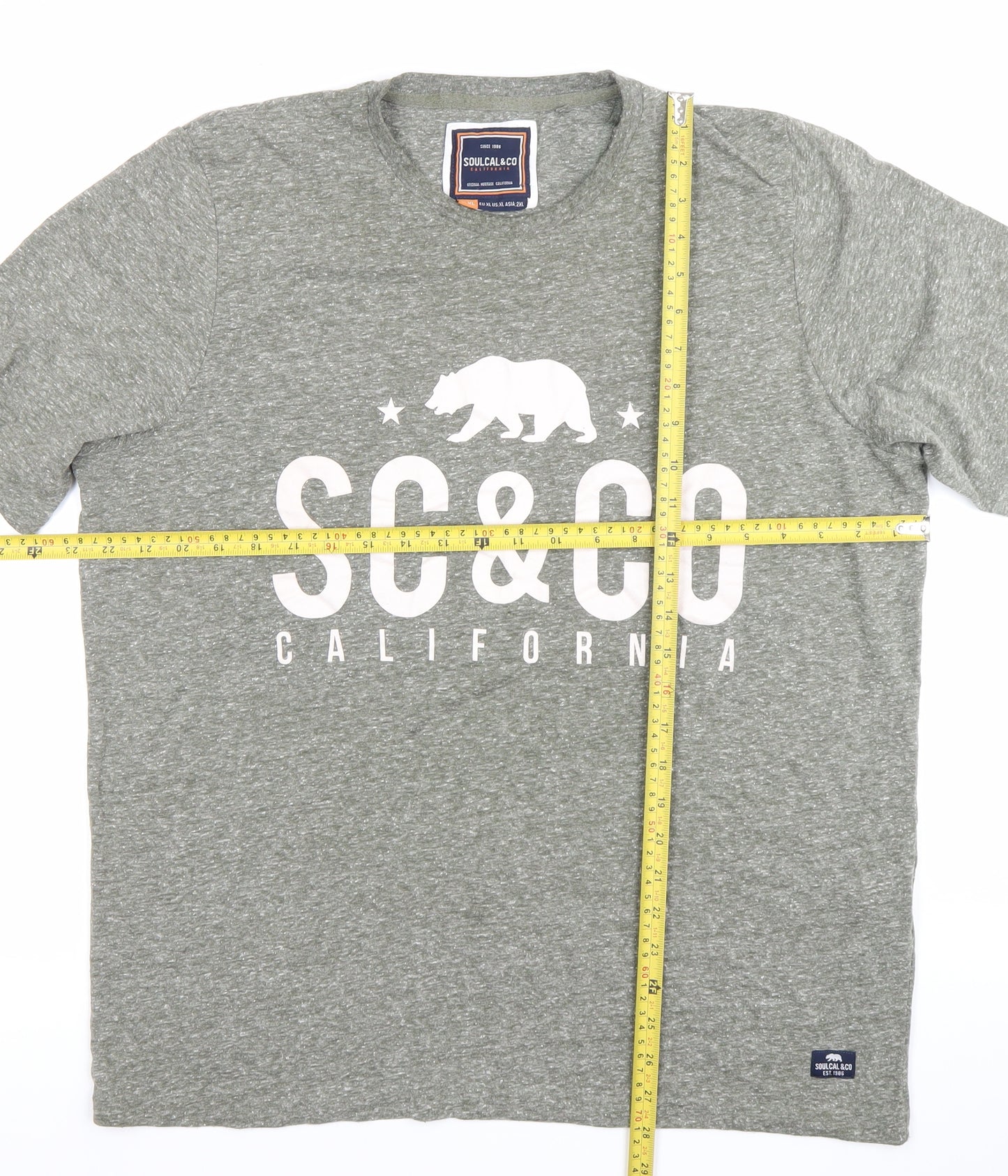 SoulCal&Co Men’s Grey XL Crew Neck Graphic California T-Shirt