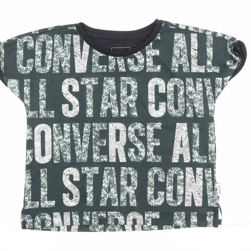Converse Girls Black Graphic Logo T-Shirt 8-10 Years Casual Crew Neck