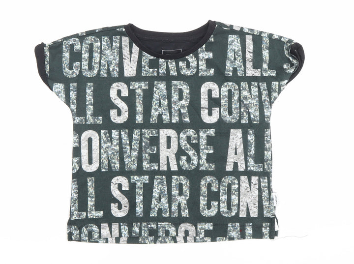 Converse Girls Black Graphic Logo T-Shirt 8-10 Years Casual Crew Neck