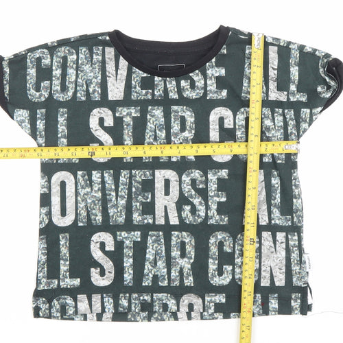 Converse Girls Black Graphic Logo T-Shirt 8-10 Years Casual Crew Neck