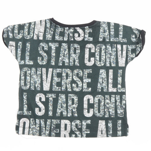 Converse Girls Black Graphic Logo T-Shirt 8-10 Years Casual Crew Neck