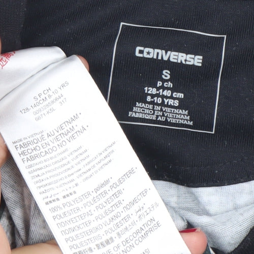 Converse Girls Black Graphic Logo T-Shirt 8-10 Years Casual Crew Neck