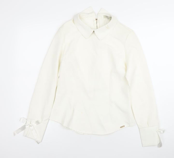 Freesia Paris Women’s Ivory Collared Long Sleeve Blouse M