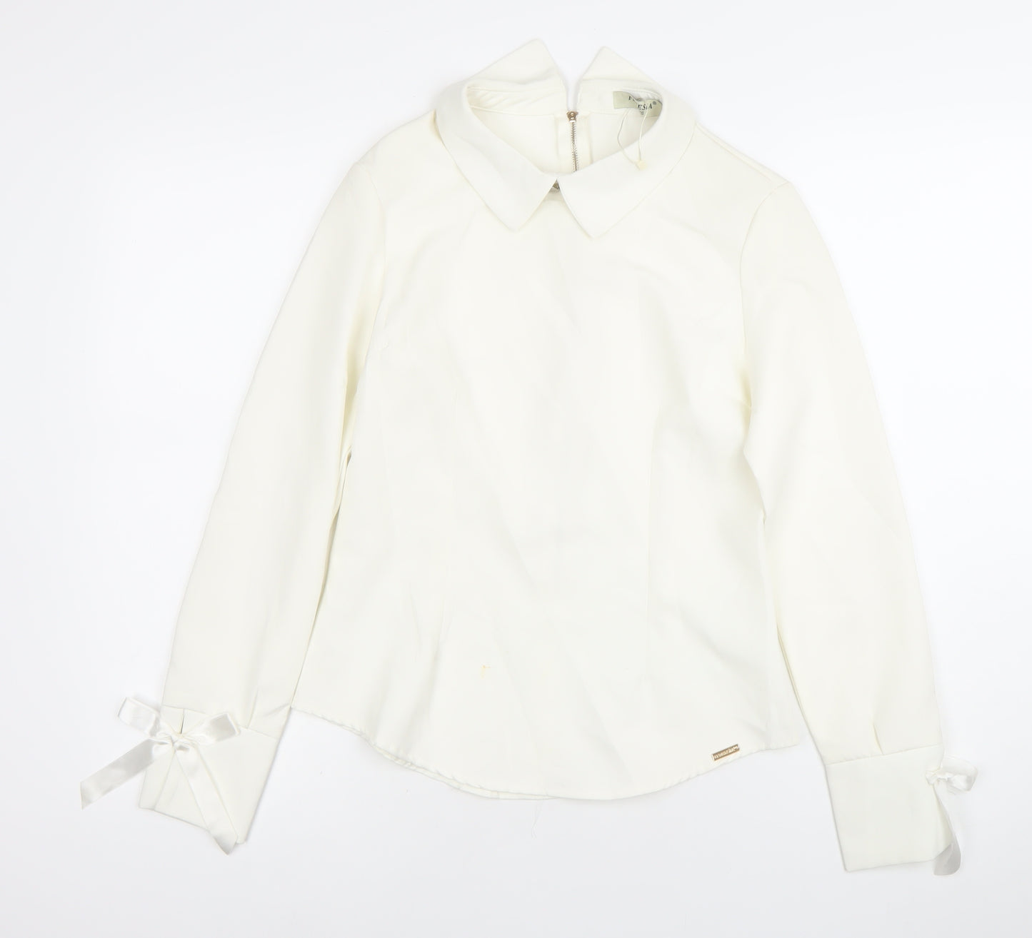 Freesia Paris Women’s Ivory Collared Long Sleeve Blouse M