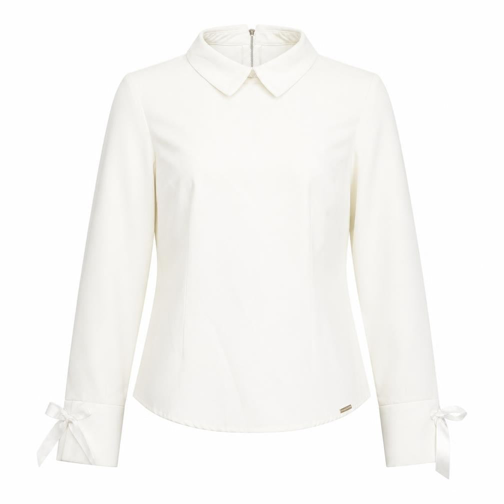 Front view of Freesia Paris Women’s Ivory Collared Long Sleeve Blouse M