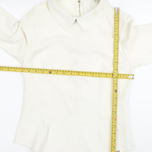 Freesia Paris Women’s Ivory Collared Long Sleeve Blouse M