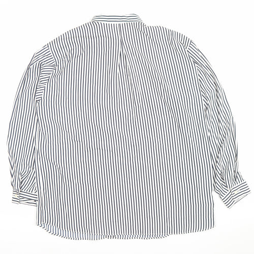 St Michael Womens Blue Striped Button-Up Shirt Size 14 Polyester