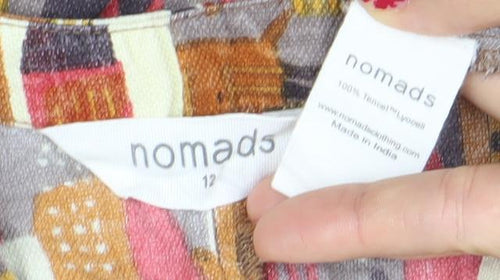 Nomads Women’s Multicoloured Geometric Cotton A-Line Dress Size 12