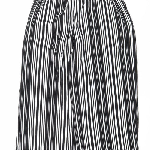 New Look Womens Black Striped Paperbag Wide Leg Trousers UK 8