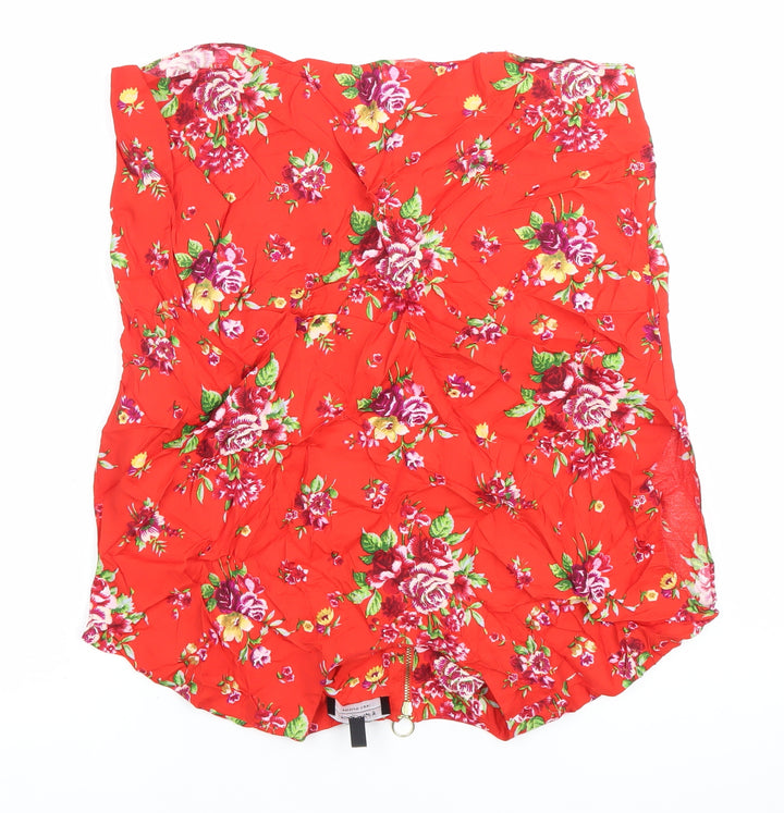 Bouton D'or Paris Atelier Womens Red Floral Blouse Size 10