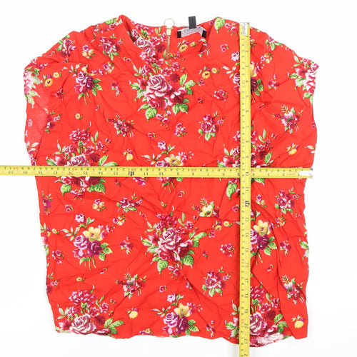 Bouton D'or Paris Atelier Womens Red Floral Blouse Size 10