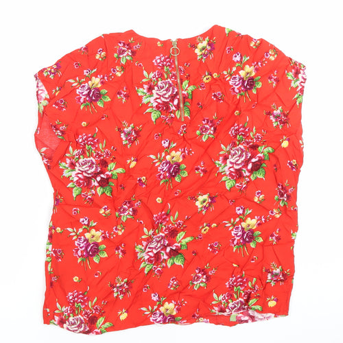 Bouton D'or Paris Atelier Womens Red Floral Blouse Size 10