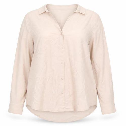 H&M Women's Beige Button-Up Shirt UK 18 Long Sleeve Workwear