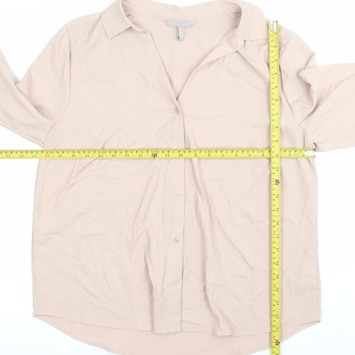 H&M Women's Beige Button-Up Shirt UK 18 Long Sleeve Workwear