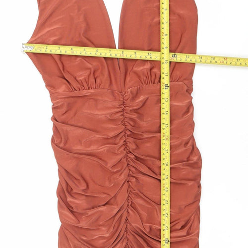 Quiz Women’s Brown One Shoulder Bodycon Ruched Dress Size 8
