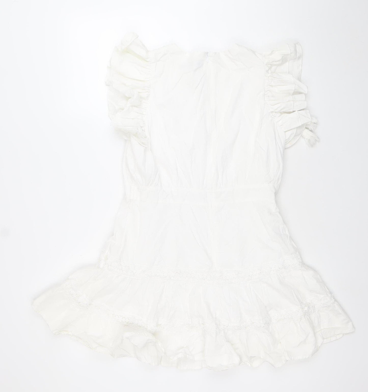 BPD Women’s White Bohemian Sleeveless Short Dress Size M