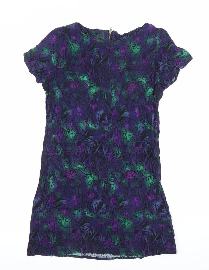 All About Eve Women’s Multicoloured Shift Dress Size 10 Short Sleeve Zip