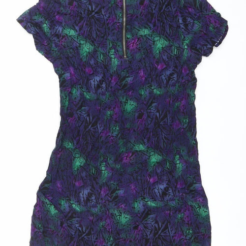 All About Eve Women’s Multicoloured Shift Dress Size 10 Short Sleeve Zip