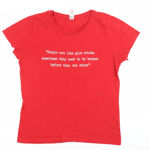B&C Collection Women’s Red Cotton S T-Shirt Quote Print Casual
