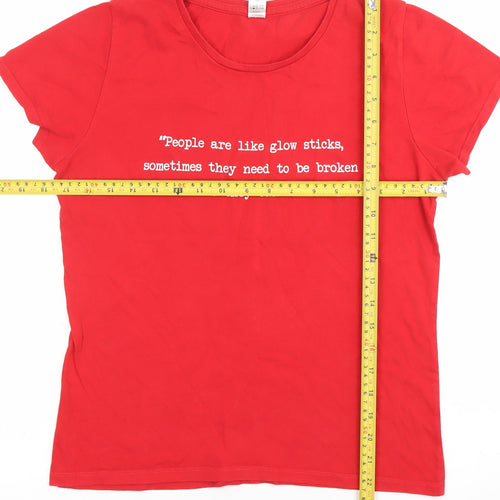B&C Collection Women’s Red Cotton S T-Shirt Quote Print Casual
