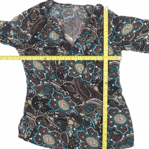 Street One Women’s Multicoloured Floral Tunic Blouse Size 12 V-Neck Long Sleeve