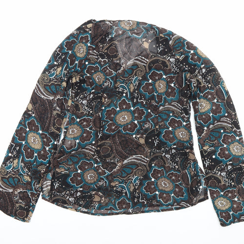 Street One Women’s Multicoloured Floral Tunic Blouse Size 12 V-Neck Long Sleeve
