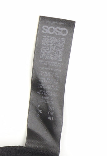 ASOS Women’s Black Wrap Dress Size 8 Kimono Sleeve Belted