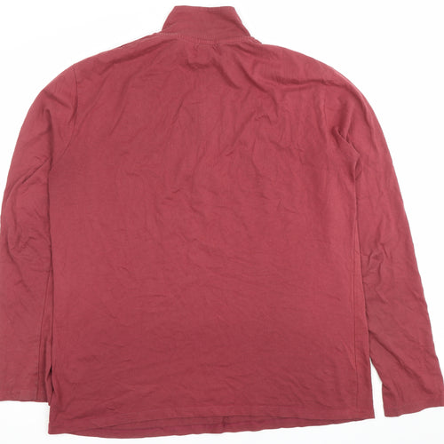Atlas For Men Red Long Sleeve 1/2 Zip High Neck Cotton T-Shirt Size L