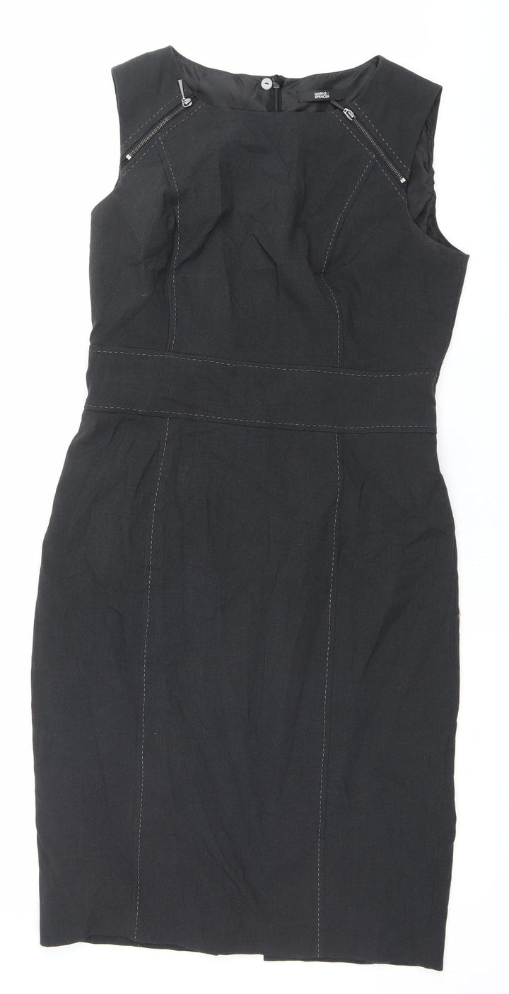 Marks and Spencer Women Black Sheath Work Dress Size 12
