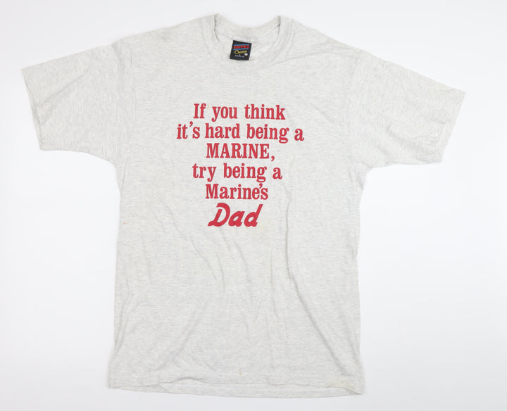 Soffe Men's Grey Military Dad Quote T-Shirt Size L Short Sleeve