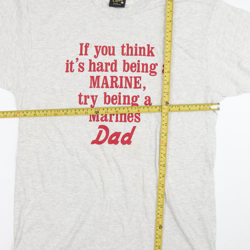Soffe Men's Grey Military Dad Quote T-Shirt Size L Short Sleeve