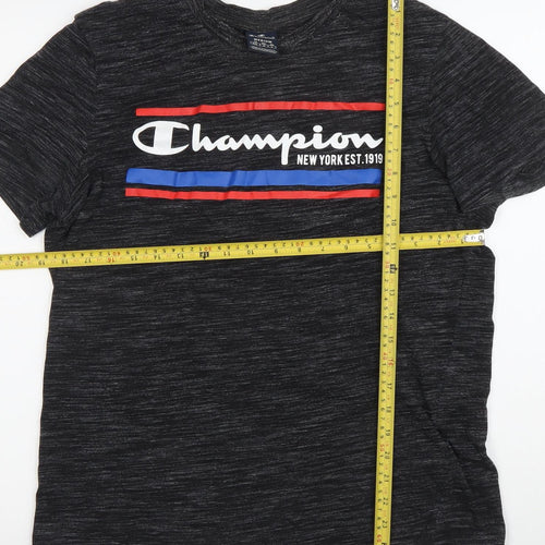 Champion Men's Black Medium Graphic Crew Neck Short Sleeve T-Shirt