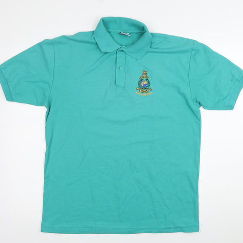 Jerzees Men's Green Royal Marines Polo Shirt Size M Embroidered