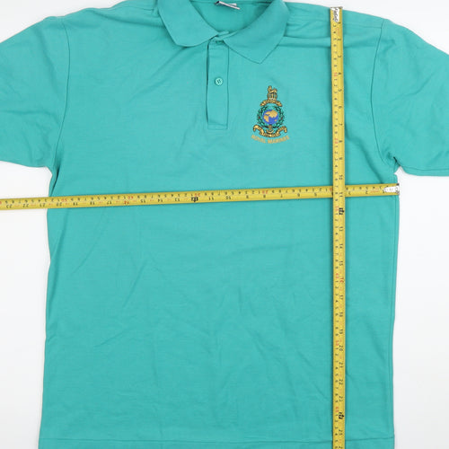 Jerzees Men's Green Royal Marines Polo Shirt Size M Embroidered